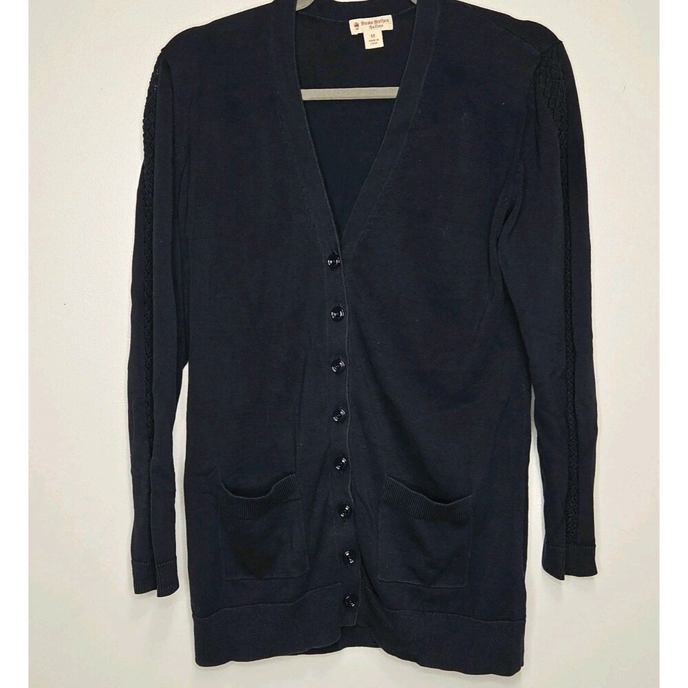 Brooks Brothers Red Fleece Navy Cardigan Sweater SZ M Button Front 100% Cotton